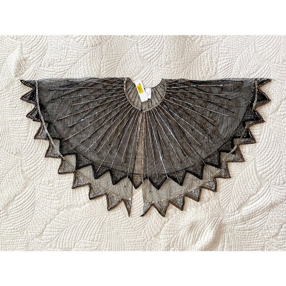 NWT Gold & Silver Sheer Beaded Sequined Capelet - Whimsigoth - Picture 5 of 7